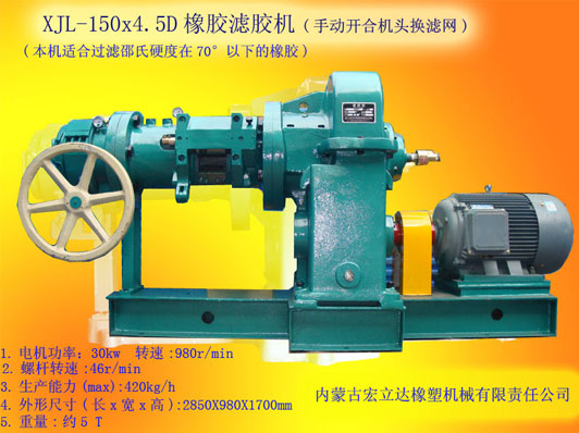 XJL-150X4.5D橡膠濾膠機（手動(dòng)開(kāi)合機頭換濾網(wǎng)）